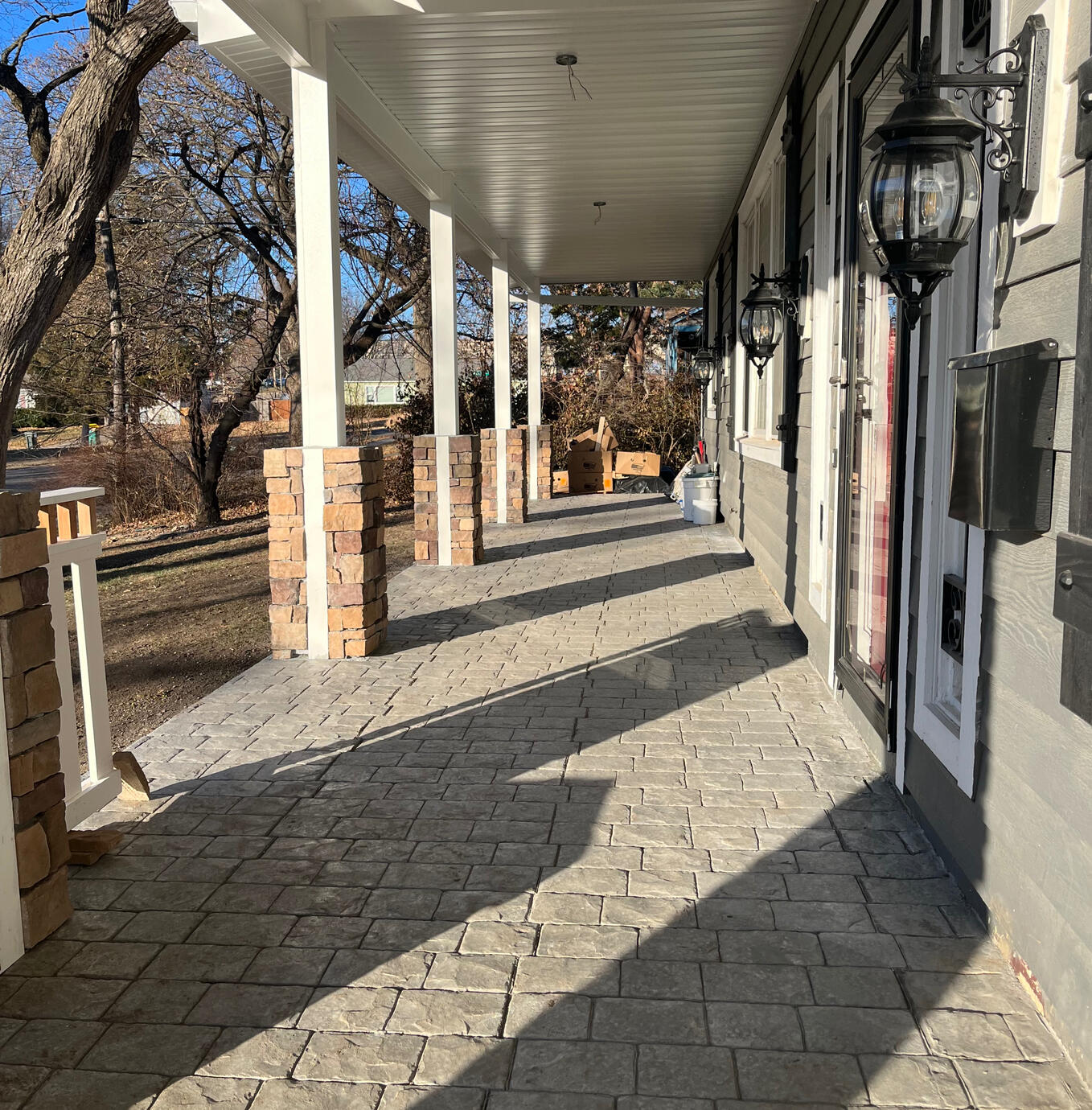 Finished custom covered front porch